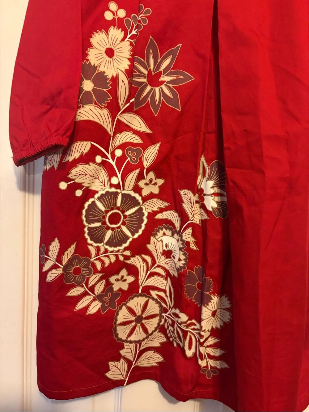 Tea Collection Girls 👧🏻 Red Dress 👗 with Purple Gold & Ivory Flowers 🌺 Sz 6